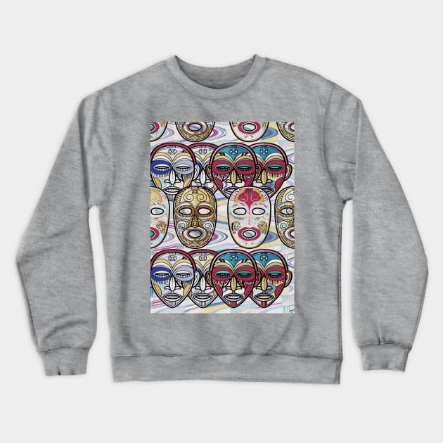 African Masks V3 Crewneck Sweatshirt by walil designer